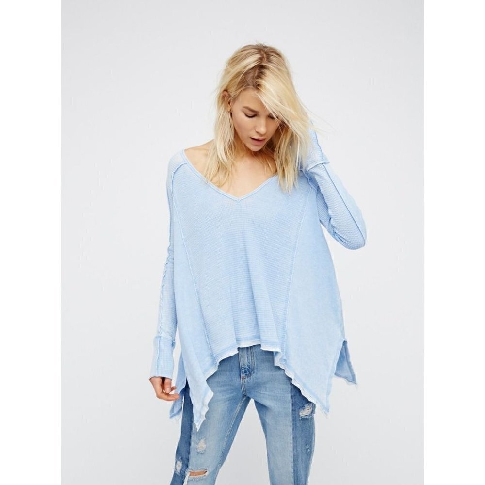 Free People Light Blue Pacific Thermal Long Sleeve S‎